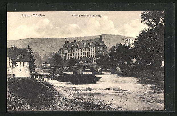 AK Hann. Münden, Werrapartie mit Schloss Nr. 10435813