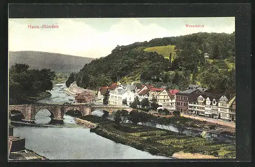 AK Hann. Münden, Ortspartie an der Weser