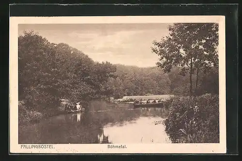 AK Fallingbostel, Ruderpartie auf dem Fluss