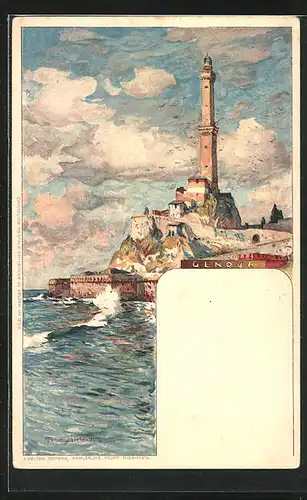 Künstler-AK Manuel Wielandt: Genova, Wasser mit Turm