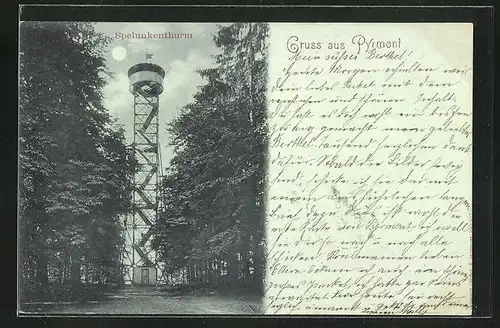 Mondschein-AK Pyrmont, Am Spelunkenthurm