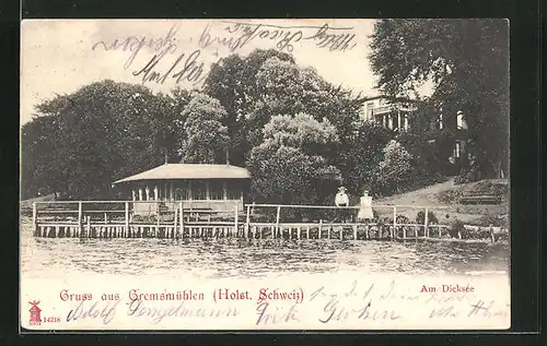 AK Gremsmühlen /Holst. Schweiz, Landungsbrücke mm Dieksee