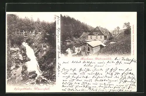 AK Zellerfeld, Kurhaus Untermühle und Spiegelthaler Wasserfall
