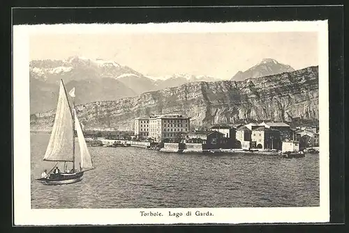 AK Torbole, Blick vom Lago di Garda auf den Ort