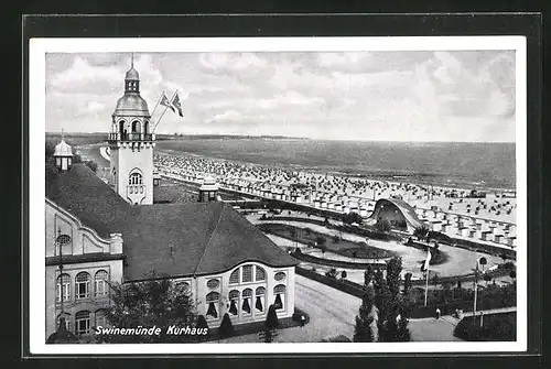 AK Swinemünde, Kurhaus mit Strandblick