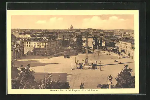 AK Rom, Piazza del Popolo vista dal Pincio
