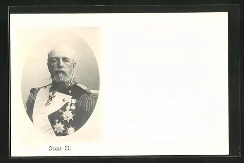 AK Portait Oscar II. von Schweden in Uniform mit Orden