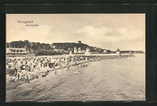 AK Heringsdorf / Ostsee, Blick auf das Familienbad am Strand