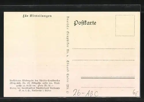 Künstler-AK sign. Eduard Euler: Landschaftsbild Bergeinsamkeit