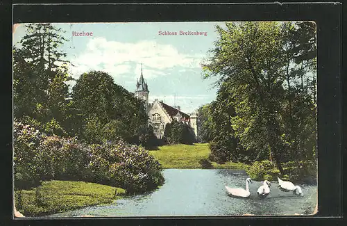 AK Itzehoe, Blick vom Schwanenteich zum Schloss Breitenburg