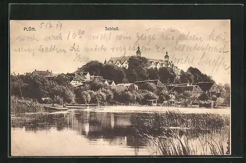 AK Plön i. H., Ortsansicht mit Schloss