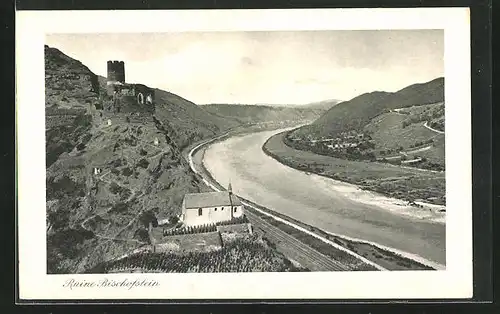 AK Münstermaifeld, Ortspanorama mit Ruine Bischofstein