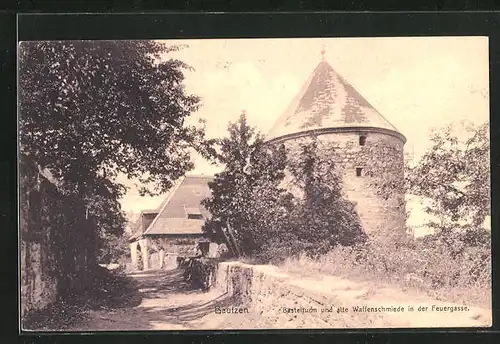 AK Bautzen, Basteiturm und alte Waffenschmiede in der Feuergasse