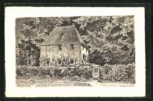 Künstler-AK Weimar, Goethes Gartenhaus