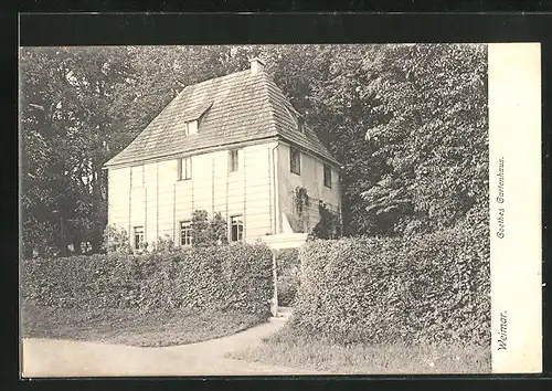 AK Weimar, vor dem Gartenhaus von Goethe