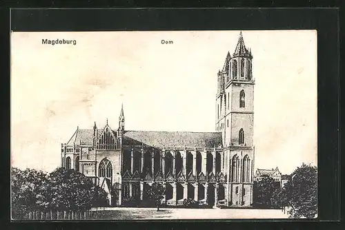 AK Magdeburg, Blick auf die Nordeite des Doms