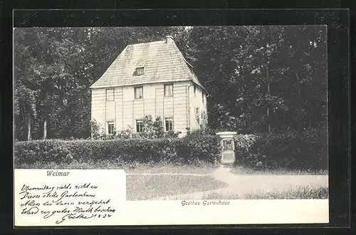 AK Weimar, Goethes Gartenhaus