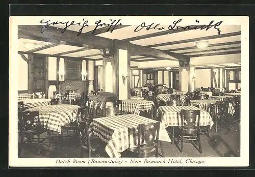 AK Chicago, Illinois, New Bismarck Hotel, Dutch Room