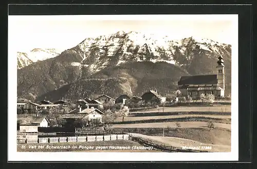 AK St. Veit, Ortsansicht mit der Kirche gegen Heukareck