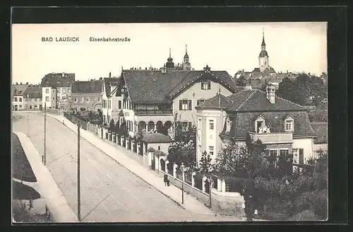 AK Bad Lausick, Blick in die Eisenbahnstrasse