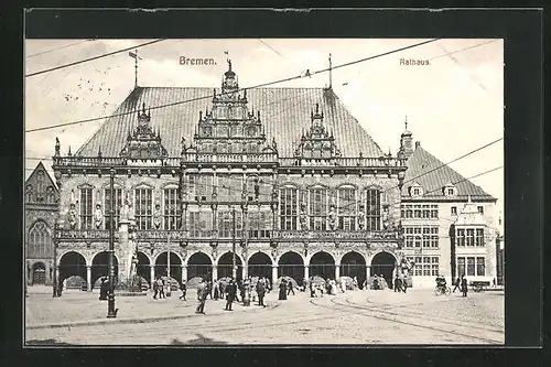 AK Bremen, Passanten vor dem Rathaus