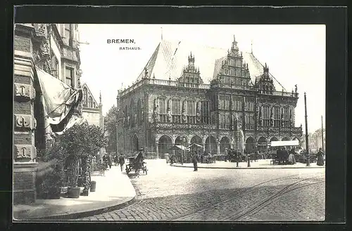 AK Bremen, Stadtplatz mit Rathaus