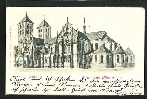 AK Münster / Westf., Blick zum Münster