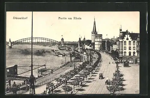 AK Düsseldorf / Rhein, Promenade am Rheinufer