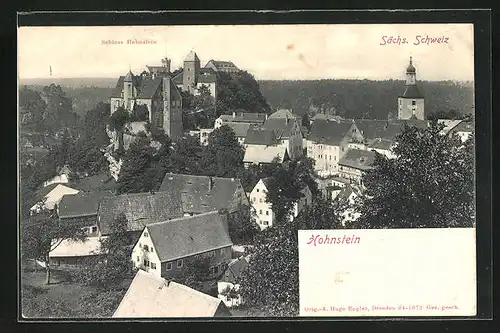 AK Hohnstein i. Sa., Panorama mit Schloss