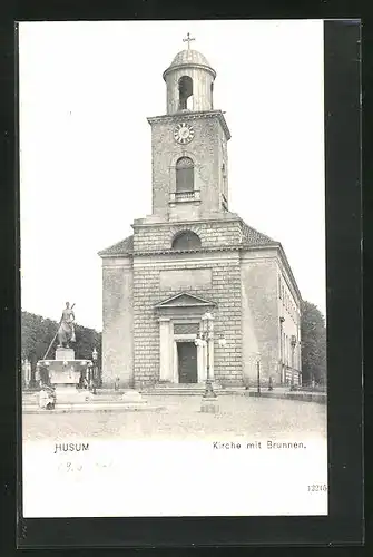 AK Husum, Kirche mit Brunnen