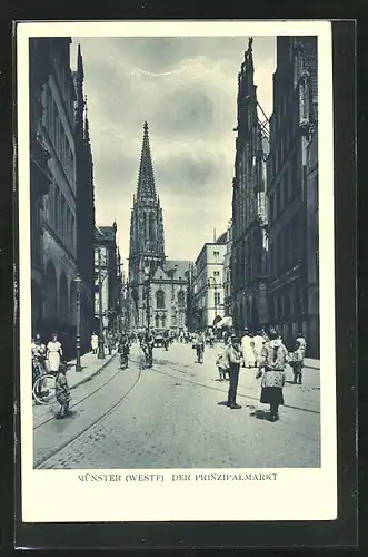 AK Münster i. Westf., Passanten auf dem Prinzipalmarkt