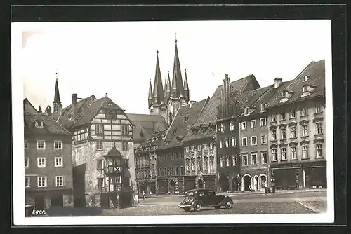 AK Eger, Marktplatz mit Kirche