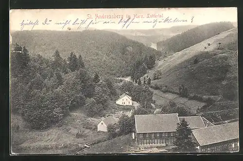 AK St. Andreasberg /Harz, Ortsansicht mit Blick ins Luttertal