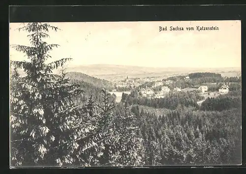 AK Bad Sachsa /Harz, Ortsansicht vom Katzenstein gesehen