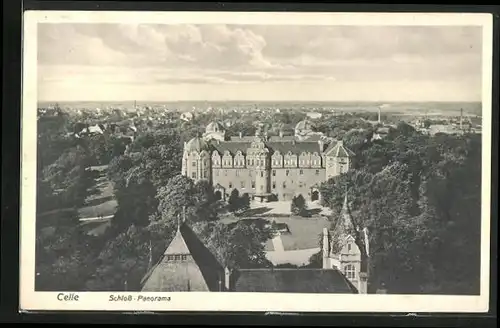 AK Celle, Panorama mit Schloss