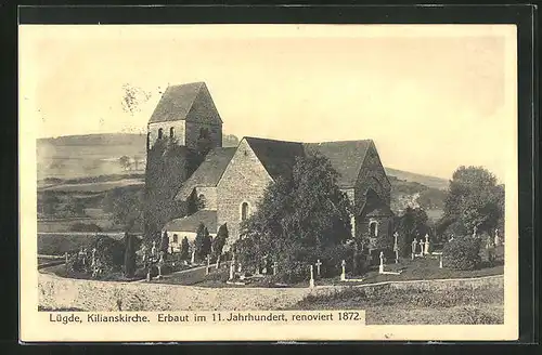 AK Lügde, Kilianskirche aus dem 11. Jahrhundert, renoviert 1872