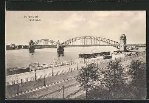 AK Düsseldorf, Blick zur Rheinbrücke