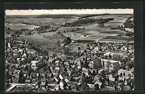 AK Büren / Westf., Luftaufnahme des Ortes