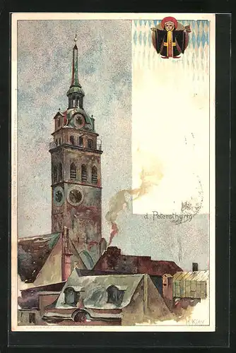 Künstler-AK Heinrich Kley: München, Am Petersturm