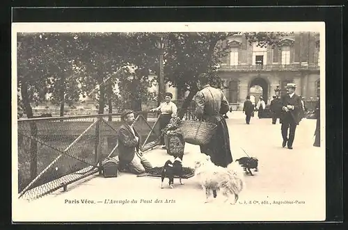 AK Paris Vecu, L`Aveugle du Pont des Arts