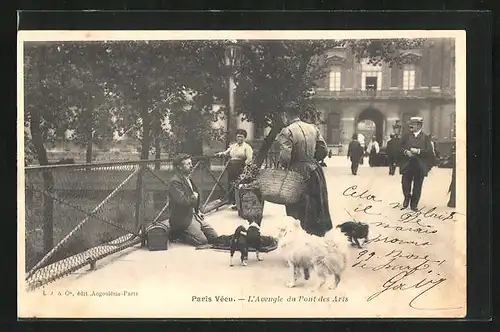 AK Paris Vecu, L`Aveugle du Pont des Arts