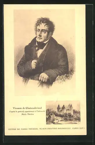 AK französischer Schriftsteller Francois-René de Chateaubriand im Portrait