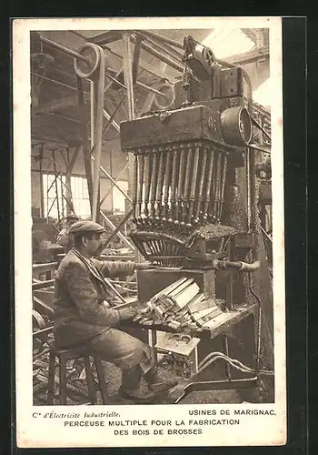 AK Perceuse multiple pour la Fabrication des bois de Brosses, Usine de Marignac