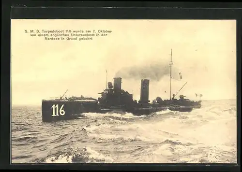 AK S.M.S. Torpedoboot 116 bei stürmischer See