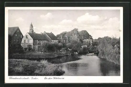 AK Friedrichstadt / Eider, Ortspartie an der Schleuse