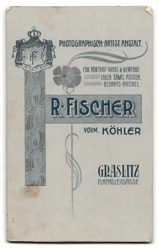 Fotografie R. Fischer, Graslitz, Flachsleitgasse, Portrait junge Dame mit Spitzenkragen und Heft in der Hand