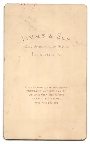 Fotografie Timms & Son, London, 38 Brecknock Road, Fräulein mit Spitzenkragen und Blume