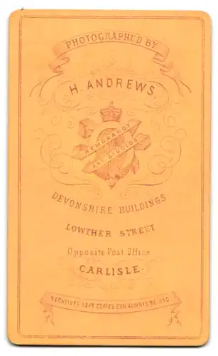 Fotografie H. Andrews, Carlisle, Lowther Street, Junge Dame im ausgefallenen Zwirn