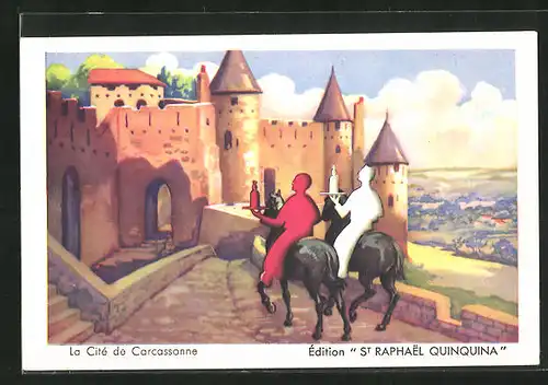 Künstler-AK Carcassonne, La Cité, Reklame für St Raphael Quinquina