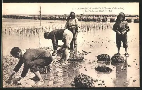 AK Andernos-les-Bains, Bassin d`Arcachon, La Pêche aux Huîtres, Muschelfischer bei der Arbeit